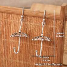 1 Pair Creative Umbrella Shaped Earrings, Perfect Gift For Women And Girls - Silver - View 6