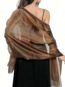 Khăn choàng và khăn quàng cổ trang trọng, chất liệu giống lụa, kích thước 70" x 170cm: Khăn choàng dự tiệc cưới bằng chiffon mềm mại, trong suốt, dành cho phù dâu, 1 chiếc. - Nhiều màu - Xem 10