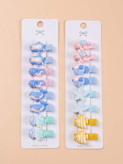 Bộ 16 kẹp tóc, kẹp tóc kiểu dáng đại dương dễ thương, phụ kiện tóc dùng hàng ngày và dự tiệc.