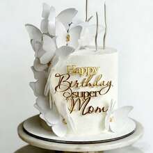 1pc/3pcs/5pcs Gold Acrylic Happy Birthday Super Mother Cake Topper For Goddess's Day Birthday Party Cake Decoration Plugin - Multicolor - View 1