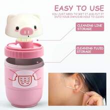 Earrings Hole Cleaner Kit, Ear Piercing Care Odor Removal Cleaning Tool For Girls Women, 20ml Odor Removal Cleaning Solution 180Pcs Ear Punching Floss Pig Shape, Esential Home Ear(Rose Flavor) - 查看 6