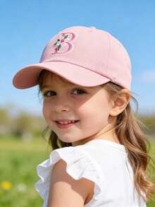 1pc Kids Pink Letter Embroidered Baseball Cap, Casual Adjustable Sun Hat Suitable For Daily & Outdoor Wear - 1PC - View 2