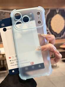 Keychain,Lanyard Luxury Matte Transparent Shock-Proof Protective Case, Compatible With IPhone 17 Pro Max, 17 Pro, 17, 16 Pro Max, 15, 14, 13, 12 Pro Max, 11, Anti-Drop Back Cover - Translucent Blue + Short Rope - View 5