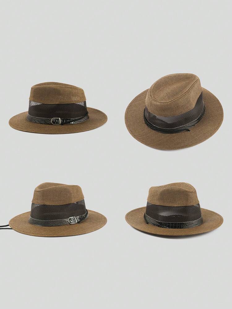 1顶纯色波西米亚风草编西部牛仔遮阳帽，适合春、夏、秋季佩戴，男女通用 - 禮帽 - 查看 3