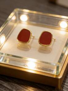 1 Pair Classic Geometric Stud Earrings, Versatile Fashion Jewelry - Multicolor - View 7