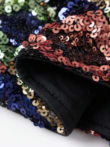 Women Sequin Tank Tops Slim Contrast Sparkly V Neck Sleeveless Vest Stylish Summer Streetwear - Negro - Ver 9