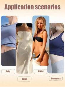 1pc Silicone Spoon-Shaped Breast Lift Tape With Shoulder Strap, Anti-Slip, Anti-Sagging, Pushing Up And Enhancing Cleavage, Designed For Strapless Dresses, Evening Gown - Apricot - View 3