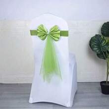 1pc Chair Back Decoration Bowknot, No Need To Tie, For Wedding, Party, Chair Cover - Multicolor - View 10