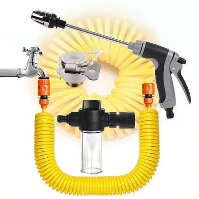 Retractable Expandable Garden Hose Set, High Pressure Anti-Freeze Anti-Wear Easy Storage Burst-Proof Hose With Spray Nozzle, For Watering Plants And Car Washing