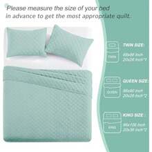 Soft Quilt Set King Size 3 Pieces Lightweight Quilts Aqua Bedspreads Coverlets Bedding Set for All Seasons Grid Pattern - Cuadrícula Aqua - Ver 6