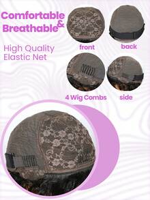 水波纹波波头假发，带刘海，真人发，无胶机织，佩戴方便，200%密度，挑染真人发波波头假发，#4/30，日常及派对适用 - S4/30 - 查看 7