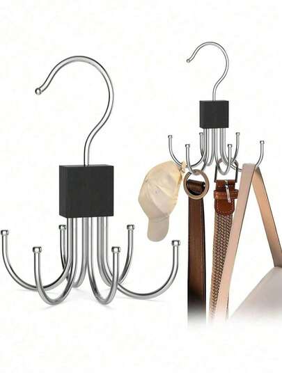 1pc Multifunctional Belt Holder Rack, Metal Storage Hanger Organizer,Cap Holder Rack, Bra Holder Rack,Tie Holder Rack,Belt Holder Rack,Scarf Holder Rack,Storage Hooks For Dorm Wardrobe, Caps, Ties, Belts, Scarves, Portable Travel Hanger For Home, Campus, Hotel