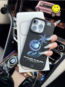 Smiley World SmileyWorld® 单件装全包覆式 TPU 材质纹理手机壳，蓝色笑脸和星星图案，UV 印刷，兼容 16、15、14、13、12、11 Pro Max，适合作为节日礼物、日常通勤使用，防摔设计，品质优良。 - 彩色 - 查看 4