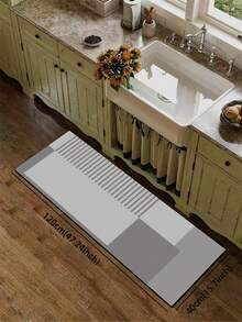 1pc Silica Gel Kitchen Mat With Layered Gray Blocks And Parallel Striped Modern Minimalist Design, Luxurious And Fashionable, Cushioning And Anti-Fatigue Kitchen Carpet With Surface Fabric, Middle Sponge Absorbent Material, And Bottom Rubber Material That Is Easy To Clean - Multicolor - View 13