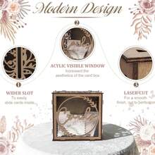 1pc White Wedding Card Box For Receptions, PVC Gift Card Box For Wedding With Acrylic Windows, Rustic Envelope Money Gift Box For Anniversary Bridal Graduation Birthday Party - one-size - View 7
