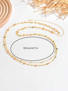 1 chiếc dây chuyền kiểu Bohemian bằng đồng, thiết kế cơ bản, hai lớp đính hạt hoa nhiều màu sắc, thích hợp cho trang phục đi biển của phụ nữ. - Nhiều màu - Xem 9