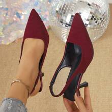 Giày cao gót mũi nhọn màu đỏ thời trang nữ, thoải mái, nhẹ, thoáng khí, co giãn, thích hợp cho mùa hè. - Đỏ - Xem 5