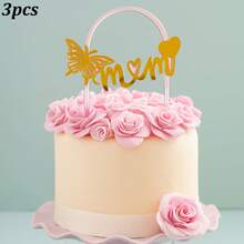 1 cái/3 cái Phụ kiện trang trí bánh kem bằng acrylic vàng "Chúc mừng Ngày của Mẹ" - Thiết kế hình bướm lấp lánh, Phụ kiện trang trí tiệc Ngày của Mẹ và sinh nhật mẹ. - nhiều màu - Xem 10