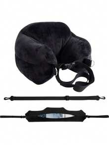 1 chiếc gối kê cổ du lịch, vỏ gối kê cổ hình chữ U đa chức năng được nhồi bằng vải, vỏ gối kê cổ bằng nhung mềm mại, nhẹ nhàng, thoải mái cho du lịch máy bay. - Màu xanh hải quân - Xem 13