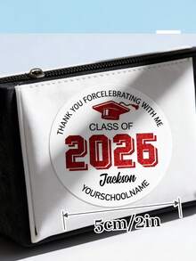12/24/40张定制文字“2026届毕业”贴纸 – 个性化闪光毕业帽感谢标签，可定制姓名和学校名称 | 毕业季派对装饰，适合毕业生、家人和老师 | 礼品袋和信封封口装饰，毕业感谢标签 - 彩色 - 查看 6