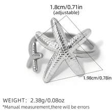 3pcs/Set 18K Gold Plated 304 Stainless Steel Starfish Rings, Fashionable Stackable Beach Style Rings Suitable For Women And Teen Girls - Multicolor - View 8