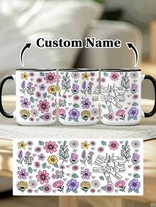 1pc 11oz/15oz Custom Mother's Day Name Mug, Personalized Coffee Cup With Printed Name. The Wrap-Around Pattern On The Mug Can Be Customized With Up To 8 Children Holding Their Mother's Hand. This Mother-Themed Mug With Floral Elements Is An Ideal Gift For Mom And A Unique, Thoughtful Present - 款式9 - 查看 40