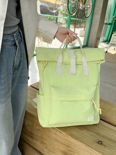 Solid Color Women's Functional Backpack Suitable For Commuting And Travel, Minimalist Daily Functional Backpack For Women, Solid Color Women's Functional Backpack, Women's Minimalist Sports Style Black Backpack