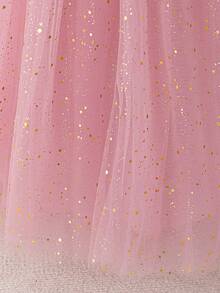 Đầm dạ hội/phù dâu thanh lịch cho bé gái tuổi teen, đầm dự tiệc sinh nhật đính sequin lưới thời trang, đầm tốt nghiệp, đầm giả ngọc trai. - Hồng - Xem 7