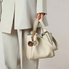 Personalized Leather Tassels Ball Cherry Cute Bag Charm Women Backpack Keychains Clip Tote Bag Charms For Handbags - Màu Khaki - Xem 5