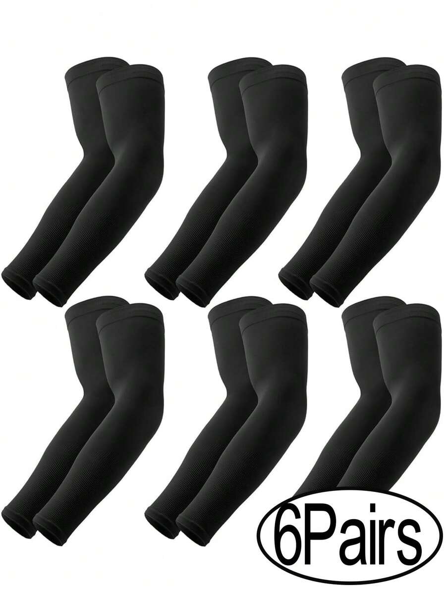 6 pares 4 pares 2 pares 1 par de mangas para brazos, mangas de compresión deportiva con protección UV y enfriamiento para hombres y mujeres, mangas para brazos de golf y baloncesto - Multicolor - Ver 1