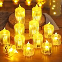 3/7/12pcs Crystal Appearance Flameless LED Candles, Flameless Candles, Battery Operated LED Tea Lights Suitable For Weddings, Holiday Parties, Centerpieces, Home Decor, Halloween, Christmas, Valentine's Day - Crystal Candle Light - View 9