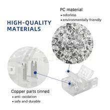 Conector de 2/3/4/5/6 polos para luces de cinta LED IP20 IP65 5050 3528 2835 de 8mm, 10mm y 12mm con abrazadera fijadora de conexión rápida a cable - Tira para cablear A - Ver 3