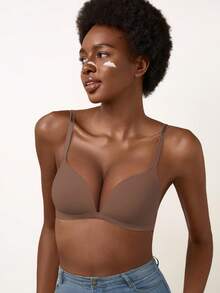 Women's Push-Up Bra - All-Day Support, Lift, Seamless Fit - Mocha Brown - View 10