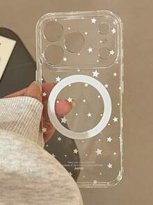 Cute Cartoon Stars Graffiti Soft Protective Phone Case Compatible With IPhone 17 Pro Max 17 Pro 17 16 Pro Max 16 Pro 16 15 Pro Max 15 Pro 14 Pro Max 14 Pro 13 12 Pro Max 11 16 15 14 Plus Clear Magnetic Wireless Charging Back Cover - Clear - View 3