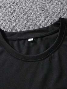 Lornexis Camiseta casual de verano para hombre con cuello redondo estampado de gato animado, suelta y con mangas caídas en el hombro - Negro - Ver 6
