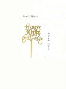 1个金色“生日快乐”蛋糕装饰插牌，亚克力材质，适用于18/21/30/40/50/60/70岁生日派对蛋糕装饰，亚克力生日蛋糕装饰，甜点桌装饰，烘焙用品，派对装饰，厨房必备，节日礼物，现代字母蛋糕装饰，送给家人和朋友的完美生日派对纪念品 - 多色 - 查看 10