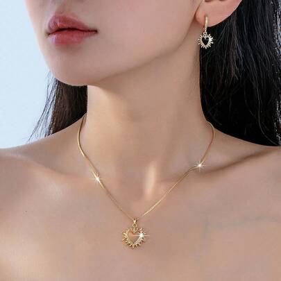 1 Bộ trang sức gồm bông tai và dây chuyền phong cách Bohemian cổ điển, thanh lịch, thường ngày, đa năng dành cho nữ.