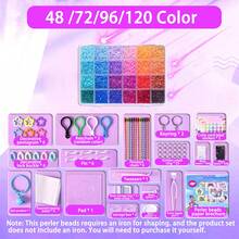 48/72/96/120 Colors Pearl Bead Set 2.6mm Mini Fused Beads Craft Tool Kit, Multiple Tools Suitable For Beginners Adults Relaxation Art Projects, Handmade Decorations Indoor Decor Fused Bead Materials - Perler Bead Set - View 9