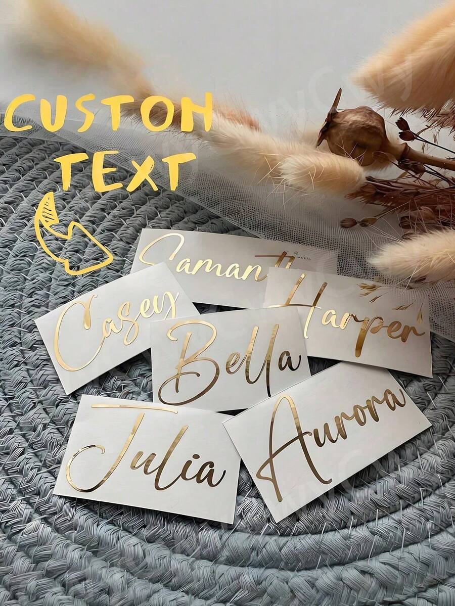 Personalized Custom Name Stickers | Waterproof Vinyl Decals, Creative Handwritten Art Font, Suitable For Wedding Bridesmaid Gifts, Birthday Party Decor, Car Decals, Custom Team Names, Event Decor, Party Favors, Fashionable Font Design