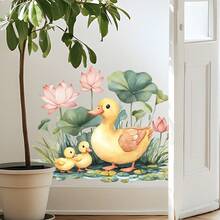 1 miếng dán tường hình vịt vàng kỳ diệu, hình vịt nhỏ tự dính với lá sen, dễ bóc và dán, thích hợp cho phòng ngủ và phòng tắm. - Một cỡ - Xem 4