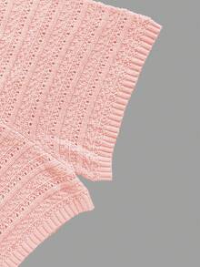 度假必备针织套装：女士短袖针织开衫，配有 Polo 领、布质纽扣和口袋，搭配宽松弹力腰短裤。时尚舒适的两件套，粉色系，是度假的理想之选。 - 粉色 - 查看 11