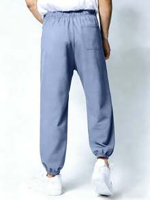 1pc Teen Boys Outdoor Casual Fashionable Comfortable Drawstring Pants, Versatile For Spring/Autumn - Dusty Blue - View 2