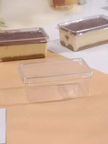 20个透明长方形甜点包装盒，可重复使用，适用于提拉米苏、豆浆、烘焙食品、奶酪等。 - 查看 6
