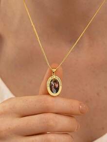 Dây chuyền khắc chữ viết tay theo yêu cầu, chữ viết tay thật (của chính bạn), mặt dây chuyền vàng 14k khắc chữ, trang sức cá nhân hóa, món quà hoàn hảo. - Hình bầu dục - Kiểu dáng - Xem 14