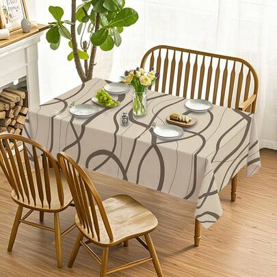 1件装现代抽象艺术图案印花桌布 - 100% 涤纶，长方形，梭织，适用于家庭厨房餐厅、派对晚宴、野餐、约会、婚礼、主题派对装饰、室内外使用