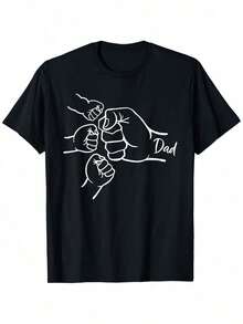 Camiseta del Día del Padre Feliz Día del Padre Papá de Tres Puño Padre de Papá Camiseta Hombre Talla S-24XL - Negro - Ver 2