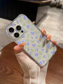 1pc Fashion Creative Full-Screen Purple Flower, Leaf, Floral Painted Pattern Soft TPU Transparent Anti-Fall Anti-Scratch Anti-Fingerprint Phone Case, Camera Lens Protection Compatible With Apple, Nothing, Pixel, International Version,  Not The Domestic Version - Multicolor - View 8