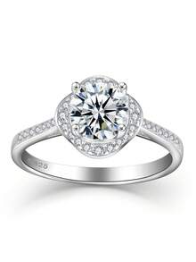 Nhẫn Moissanite bạc S925, quà tặng cầu hôn, kỷ niệm, ngày Valentine, nhẹ nhàng, sang trọng, đa năng, phù hợp đeo hàng ngày cho nữ. - trắng - Xem 12