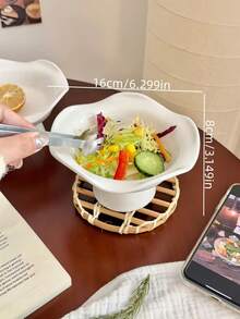 1 chiếc khay sứ đế lượn sóng bất đối xứng, giá đựng trái cây và tráng miệng phong cách Ins sáng tạo, khay đế đa chức năng tối giản, phù hợp cho phòng ăn, phòng khách, phòng ngủ, nhà bếp. - trắng - Xem 2