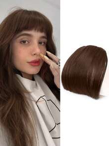 女士假发，带刘海，无鬓角，眉毛上方刘海，自然无缝，采用高温纤维制成，直刘海，合成假发。 - 彩色 - 查看 12